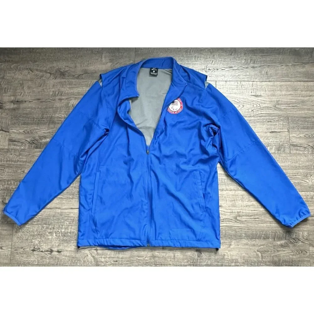 Nike United States Team USA Parapan AM Warm Up Polyester Blue Drifit Jacket Sz L